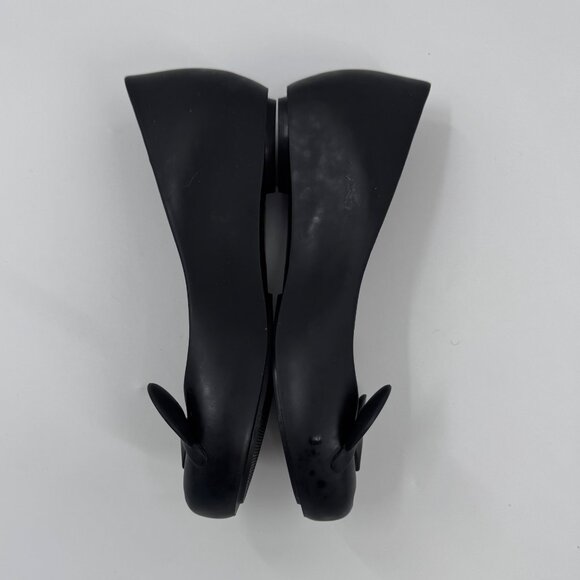 Melissa Mickey & Minnie Mouse Black Peep Toe Flats - Womens Size 5 - Picture 3 of 10